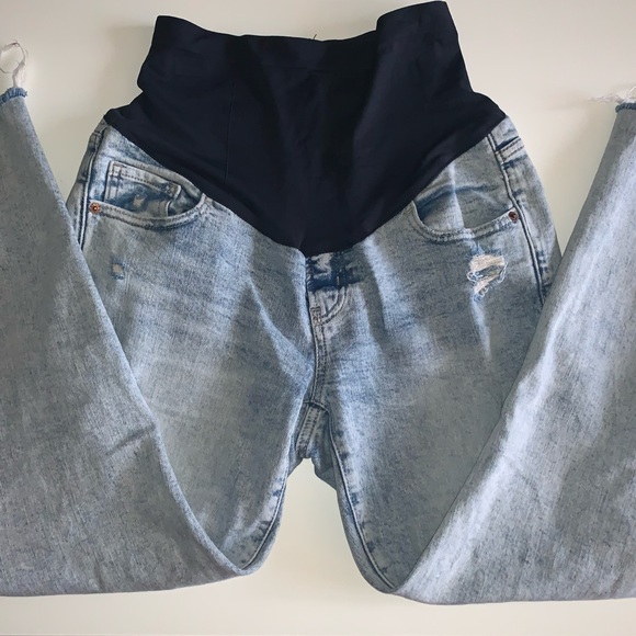 Old Navy OG Straight Full Panel Maternity Light Wash Jeans Size 6 Distressed - Picture 11 of 16